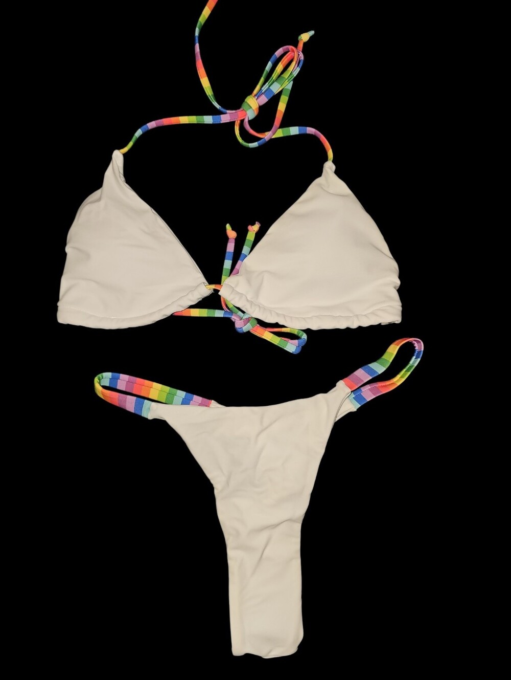 Nwt! 2-piece Rainbow Thong Bikini Swimsuit Set 🌈🌈